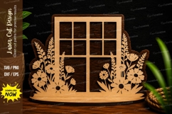 Flower Garden Window Laser Cut SVG Design flower garden wind Product Image 1