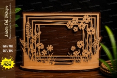 Meadow Floral Rectangle Frame Laser Cut SVG Design meadow Product Image 1