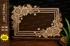 Blooming Floral Corner Frame Laser Cut SVG Design blooming Product Image 1