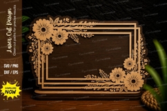 Daisy Floral Rectangle Frame Laser Cut SVG Design daisy fram Product Image 1