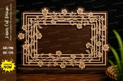 Botanical Vine Rectangle Frame Laser Cut SVG Design vine Product Image 1