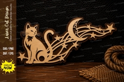 Moon Cat with Shooting Stars Laser Cut SVG Design Tags: moon Product Image 1