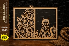 Floral Cat Window Frame Laser Cut SVG Design Tags: floral ca Product Image 1