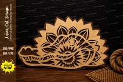 Decorative Crocodile Head Mandala Laser Cut SVG Design croco Product Image 1