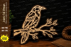Decorative Bird on Branch Laser Cut SVG Design bird on branc Product Image 1
