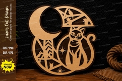 Moon Cat Mandala Laser Cut SVG Design moon cat svg, crescent Product Image 1