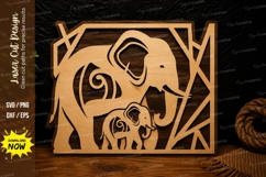 Elephant Family Frame Laser Cut SVG Design elephant family Product Image 1