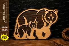 Bear Family Woodland Laser Cut SVG Design bear family svg Product Image 1