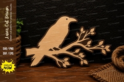 Perched Songbird on Branch Laser Cut SVG Design bird on bran Product Image 1