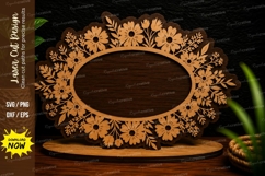 Classic Oval Flower Border Frame Laser Cut SVG Design oval Product Image 1