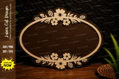 Simple Floral Oval Border Frame Laser Cut SVG Design simple Product Image 1