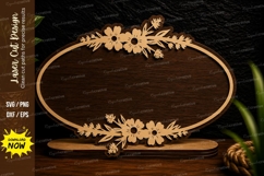 Botanical Oval Flower Frame Laser Cut SVG Design botanical Product Image 1