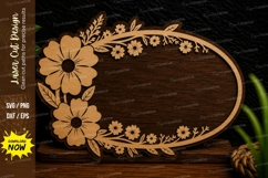 Wildflower Oval Border Frame Laser Cut SVG Design wildflower Product Image 1