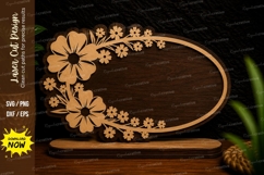 Minimal Floral Oval Frame Laser Cut SVG Design minimal flora Product Image 1