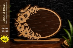 Half Floral Oval Frame Laser Cut SVG Design half floral oval Product Image 1
