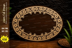 Intricate Botanical Oval Frame Laser Cut SVG Design Product Image 1