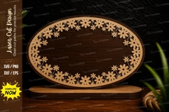 Minimal Daisy Oval Border Frame Laser Cut SVG Design minimal Product Image 1