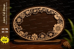 Decorative Daisy Oval Border Laser Cut SVG Design decorative Product Image 1