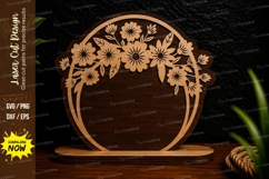Round Floral Wreath Frame Laser Cut SVG Design round floral Product Image 1