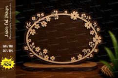Minimal Wildflower Oval Frame Laser Cut SVG Design minimal Product Image 1