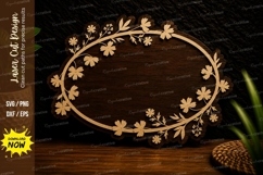 Rustic Flower Vine Oval Frame Laser Cut SVG Design rustic Product Image 1