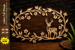 Deer Floral Vine Frame Laser Cut SVG Design deer floral fram Product Image 1