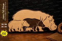 Hippo Family Laser Cut SVG Design hippo family svg, hippopot Product Image 1