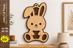 Cute Bunny Laser Cut SVG | Cartoon Rabbit Wall Art SVG File Product Image 1