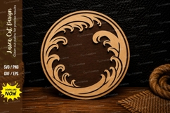 Ocean Wave Circle Frame Laser Cut SVG Design ocean wave circ Product Image 1