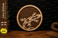 Gecko Circle Frame Laser Cut SVG Design gecko circle svg Product Image 1