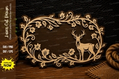 Floral Deer Frame Laser Cut SVG Design deer frame svg, flora Product Image 1