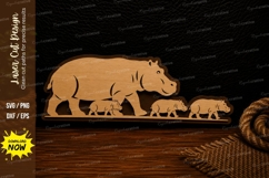 Hippo Family Silhouette Laser Cut SVG Design hippo family sv Product Image 1