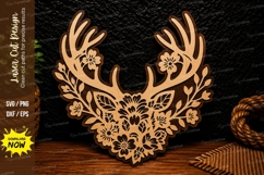 Floral Deer Antlers Laser Cut SVG Design floral deer antlers Product Image 1