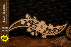 Floral Crescent Moon Laser Cut SVG Design floral moon svg, Product Image 1