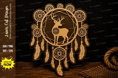Deer Dreamcatcher Mandala Laser Cut SVG Design deer dreamcat Product Image 1