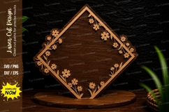 Floral Diamond Frame Laser Cut SVG Design diamond frame svg, Product Image 1
