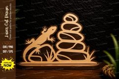 Gecko on Zen Stones Laser Cut SVG Design gecko on stones svg Product Image 1