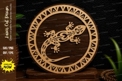 Gecko Circle Mandala Laser Cut SVG Design gecko mandala svg, Product Image 1