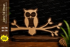 Owl on Branch Laser Cut SVG Design owl on branch svg, owl la Product Image 1