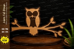 Owl on Tree Branch Laser Cut SVG Design owl on branch svg, Product Image 1