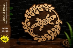 Gecko Laurel Wreath Laser Cut SVG Design gecko wreath svg, Product Image 1