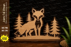Fox Forest Scene Laser Cut SVG Design fox forest svg, fox la Product Image 1
