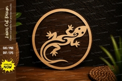 Gecko Circle Frame Laser Cut SVG Design gecko circle frame Product Image 1