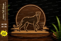 Mountain Lion Circle Silhouette Laser Cut SVG Design mountai Product Image 1