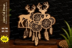 Double Deer Dreamcatcher Laser Cut SVG Design double deer Product Image 1