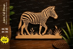 Zebra Floral Mandala Round Laser Cut SVG Design zebra floral Product Image 1