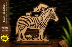 Zebra Nature Scene Laser Cut SVG Design zebra nature svg, Product Image 1