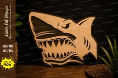 Great White Shark Head Laser Cut SVG Design great white shar Product Image 1