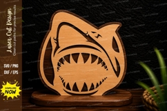 Aggressive Shark Head Laser Cut SVG Design aggressive shark Product Image 1