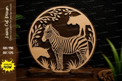 Zebra Wildlife Circle Laser Cut SVG Design zebra circle svg, Product Image 1